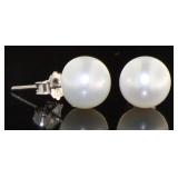 Genuine 8 mm White Freshwater Pearl Earrings