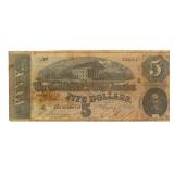 1864 Confederate States $5.00 Large Currency