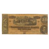 1864 Confederate States $10.00 Large Currency