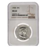 1958 MS64 - Franklin Half Silver Dollar