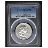 1962 D - PCGS MS62 FBL Franklin Silver Half Dollar