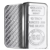 10 Ounce: Golden State Mint .999 Fine Silver Bar