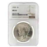 1935-P MS61 Peace Silver Dollar *KEY