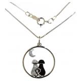 Swarovski Crystal Black & White Dog Necklace