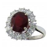 14kt Gold 5.61 ct Oval Ruby & Diamond Ring
