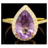 Genuine Pear Cut Amethyst & White Topaz Ring
