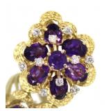 18kt Gold 4.23 ct Amethyst & Diamond Cocktail Ring