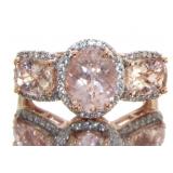 Oval 2.80 ct Natural Morganite & Zircon Ring