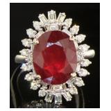 14kt Gold 8.51 ct Oval Ruby & Diamond Ring