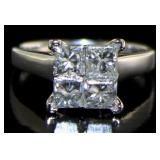 14kt Gold Princess Quad Cut 2.00 ct Diamond Ring