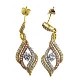 Stunning Tri-Toned White Topaz Dangle Earrings