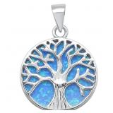Stunning Blue Opal Tree of Life Pendant
