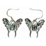 Beautiful Abalone Butterfly Dangle Earrings