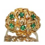 14kt Gold Vintage Natural Emerald Ring