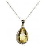 Natural Pear Golden Citrine & White Topaz Necklace