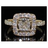 14kt Gold 1.79 ct Cushion Cut Diamond Ring
