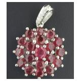 Genuine 10.55 ct Ruby Round Cluster Pendant