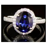 14K White Gold 4.04 ct Sapphire and Diamond Ring