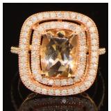 Genuine 2.70 ct Morganite & Diamond Ring