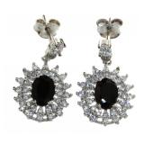 Elegant Black & White Topaz Earrings