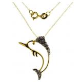 Genuine 1/4 ct Diamond Dolphin Necklace