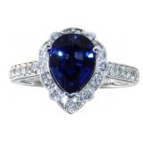 14kt Gold 2.56 ct Pear Sapphire & Diamond Ring
