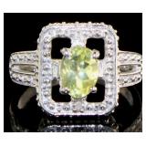 Natural 1.21 ct Lemon Quartz & Diamond Ring