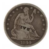 1844 Seated Liberty Silver Half Dollar *Stamped