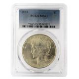 1923 Philadelphia MS63 Peace Silver Dollar