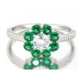Antique Style White & Green Topaz Cluster Ring