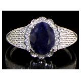Genuine 2.06 ct Oval Sapphire & Diamond Ring