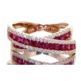 Brilliant Princess Cut 1.50 ct Ruby Wave Ring