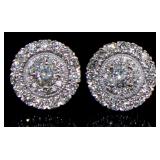 10kt Gold Round 1.00 ct Diamond Stud Earrings