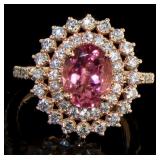 14kt Rose Gold 2.65 ct Oval Pink Tourmaline Ring