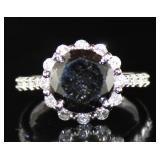 14kt Gold Round 4.50 ct Black Diamond Ring
