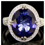 14kt White Gold 10.48 ct Sapphire & Diamond Ring