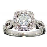 14kt Gold 1.46 ct Cushion Cut Diamond Ring