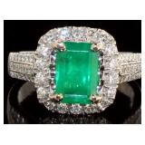14kt Gold Natural 2.31 ct Emerald & Diamond Ring