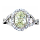 14kt Gold 1.78 ct Oval Fancy Yellow Diamond Ring