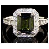 14K White Gold 2.60 ct Tourmaline and Diamond Ring