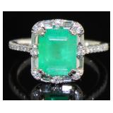 14kt Gold 2.84 ct Natural Emerald & Diamond Ring