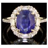 14kt Gold 4.98 ct Oval Sapphire & Diamond Ring