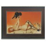 Pin Up Girl On Tiger Rug By Alberto Vargas
