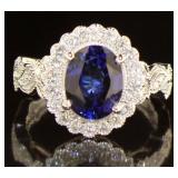 14kt Gold 2.95 ct Oval Sapphire & Diamond Ring