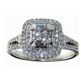 14kt Gold Cushion Quad 1.05 ct Diamond Ring