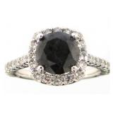 14kt Gold Round 4.50 ct Black Diamond Ring