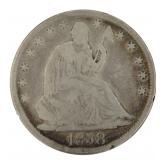 1858 Seated Liberty Silver Half Dollar