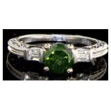 14kt Gold 1.45 ct Round Fancy Green Diamond Ring