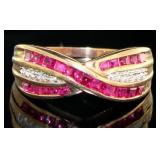 10kt Gold Invisible Set Ruby & Diamond Ring