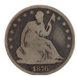 1876 Seated Liberty Silver Half Dollar
